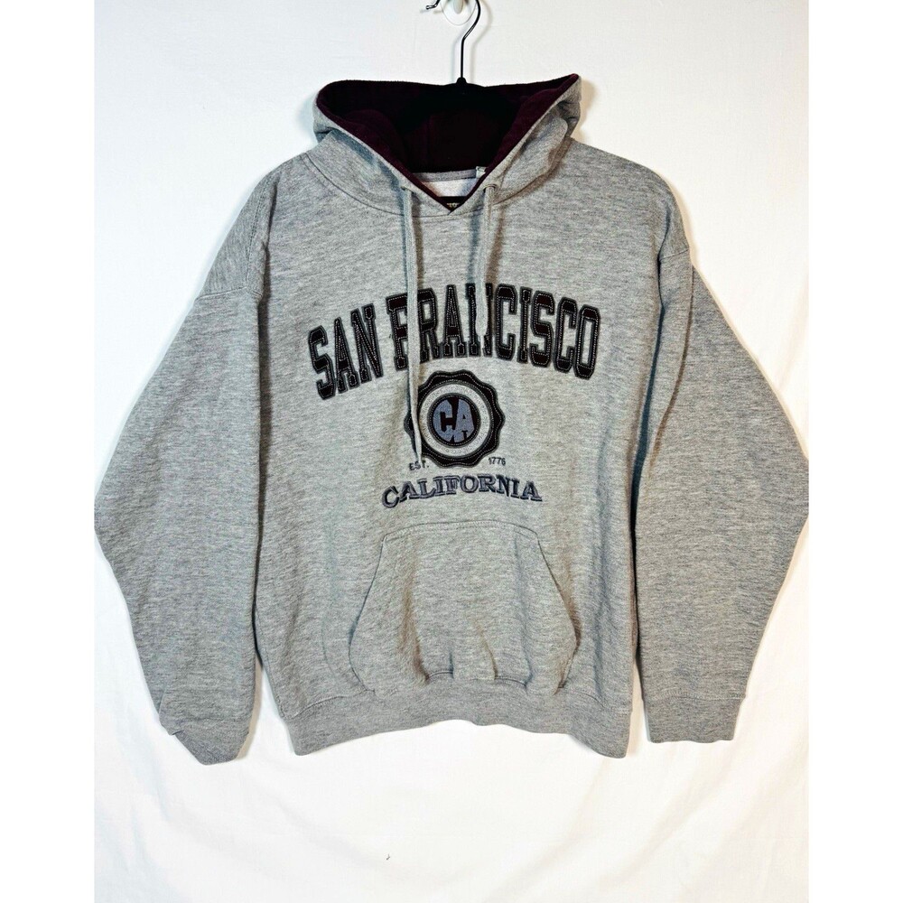 Exist San Francisco CA Graphic Fleece Pullover Hoodie Gray Men's Size M